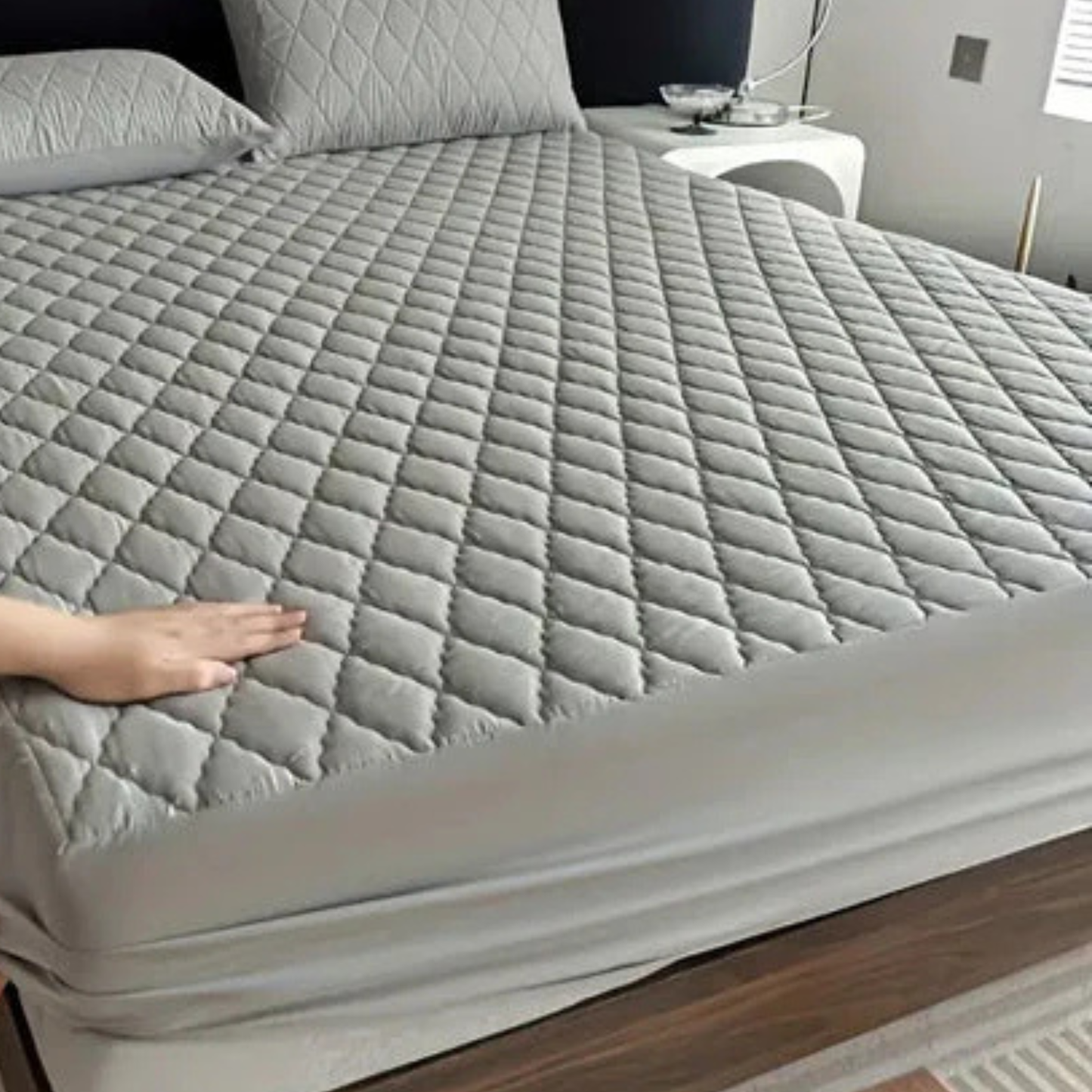 cotton quilted waterproof mattress cover Grey