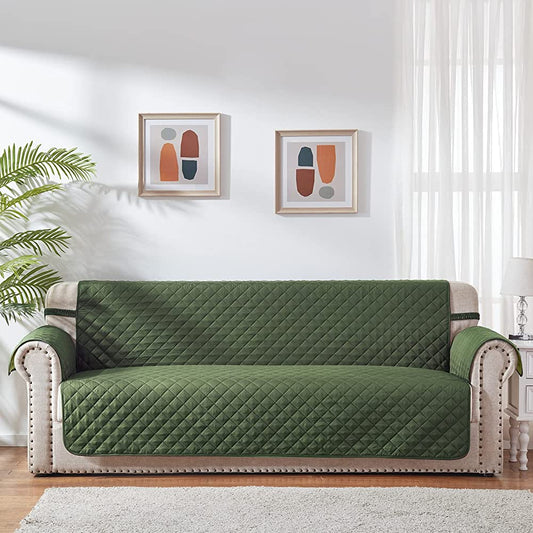 Cotton Quilted Sofa Runner Sofa Coat Green