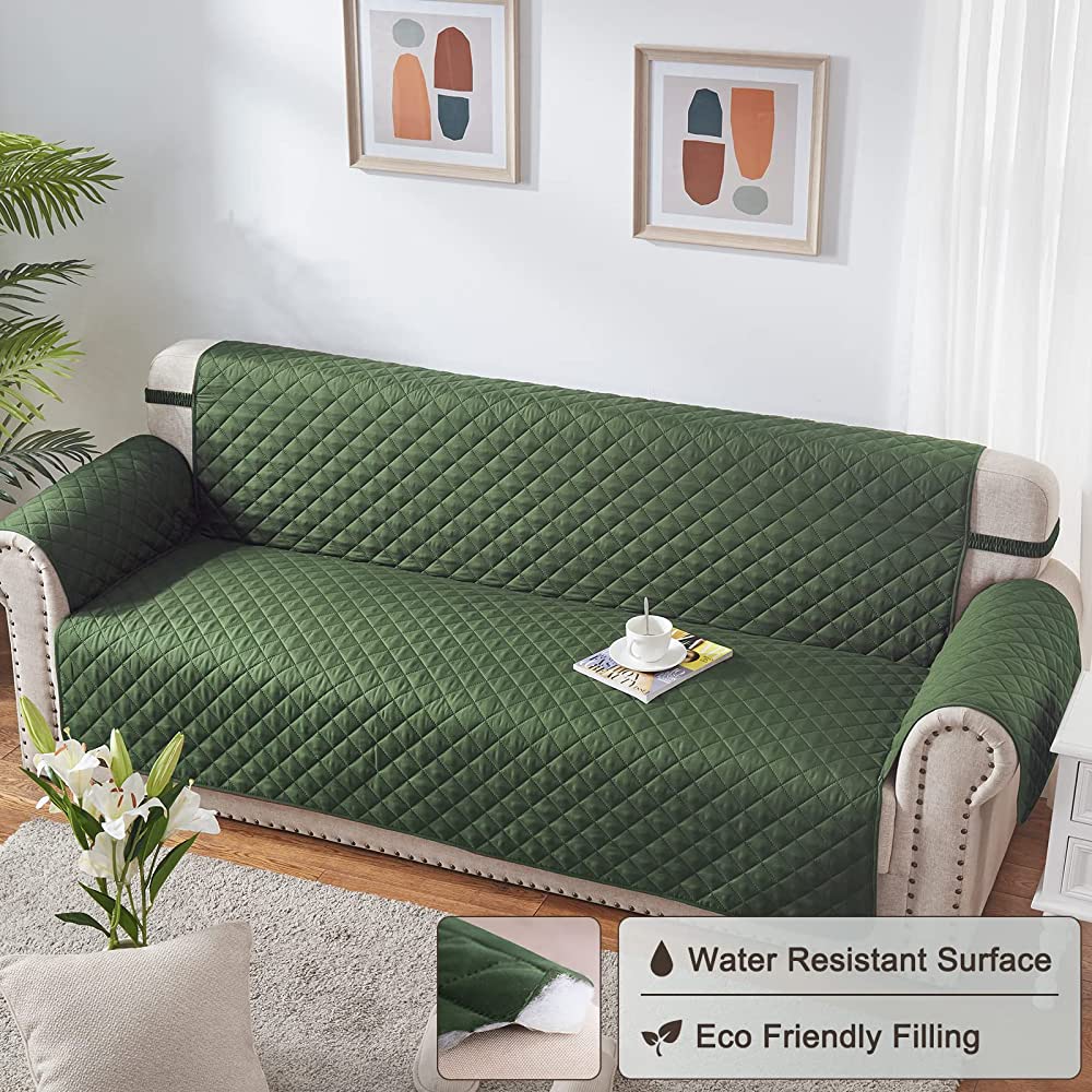 Cotton Quilted Sofa Runner Sofa Coat Green