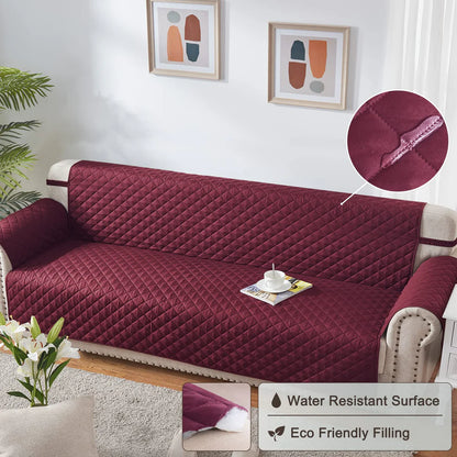 Cotton Quilted Sofa Runner Sofa Coat Maroon
