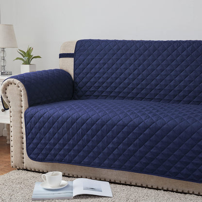 Cotton Quilted Sofa Runner Sofa Coat Blue