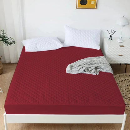 cotton Quilted waterproof mattress cover maroon