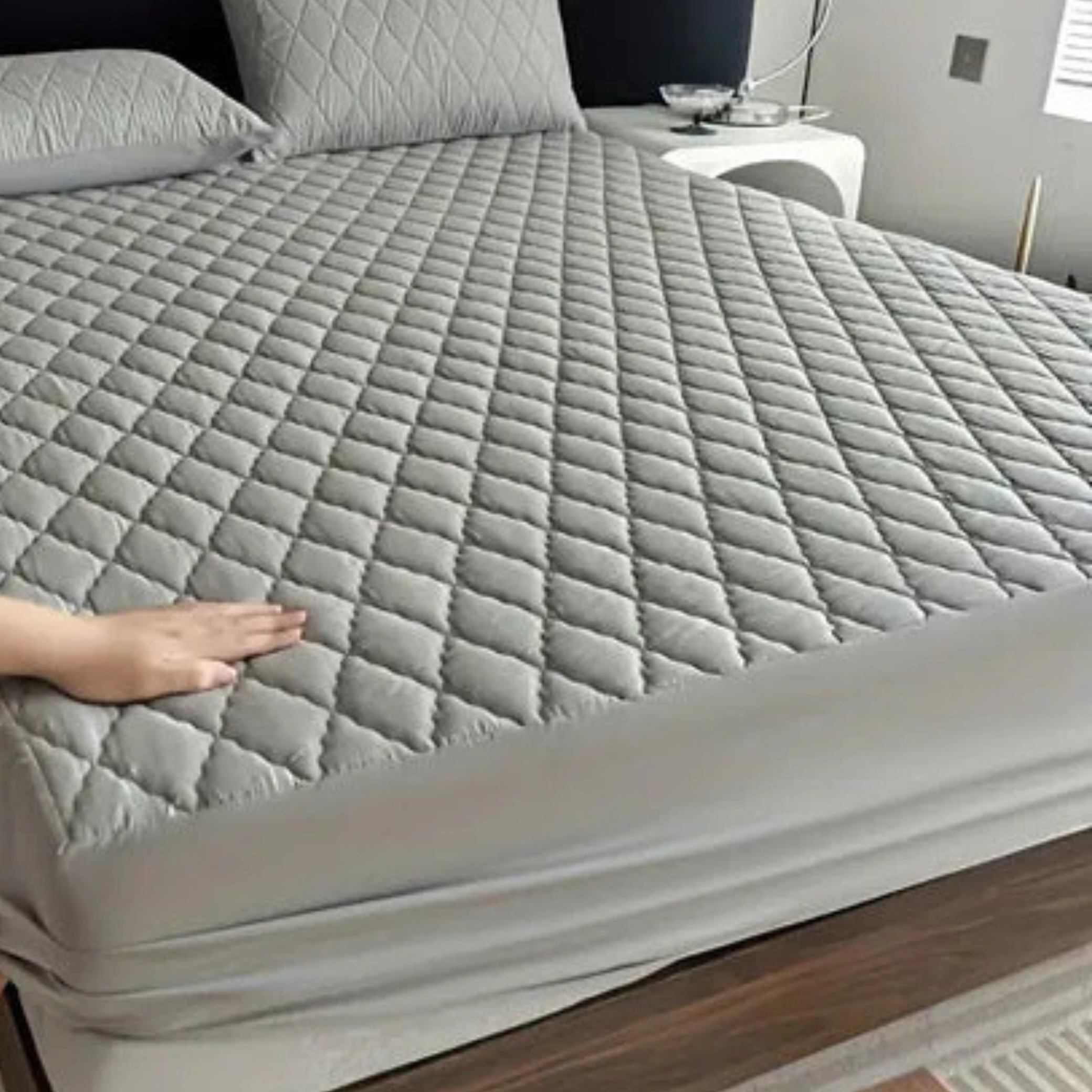 cotton quilted waterproof mattress cover Grey