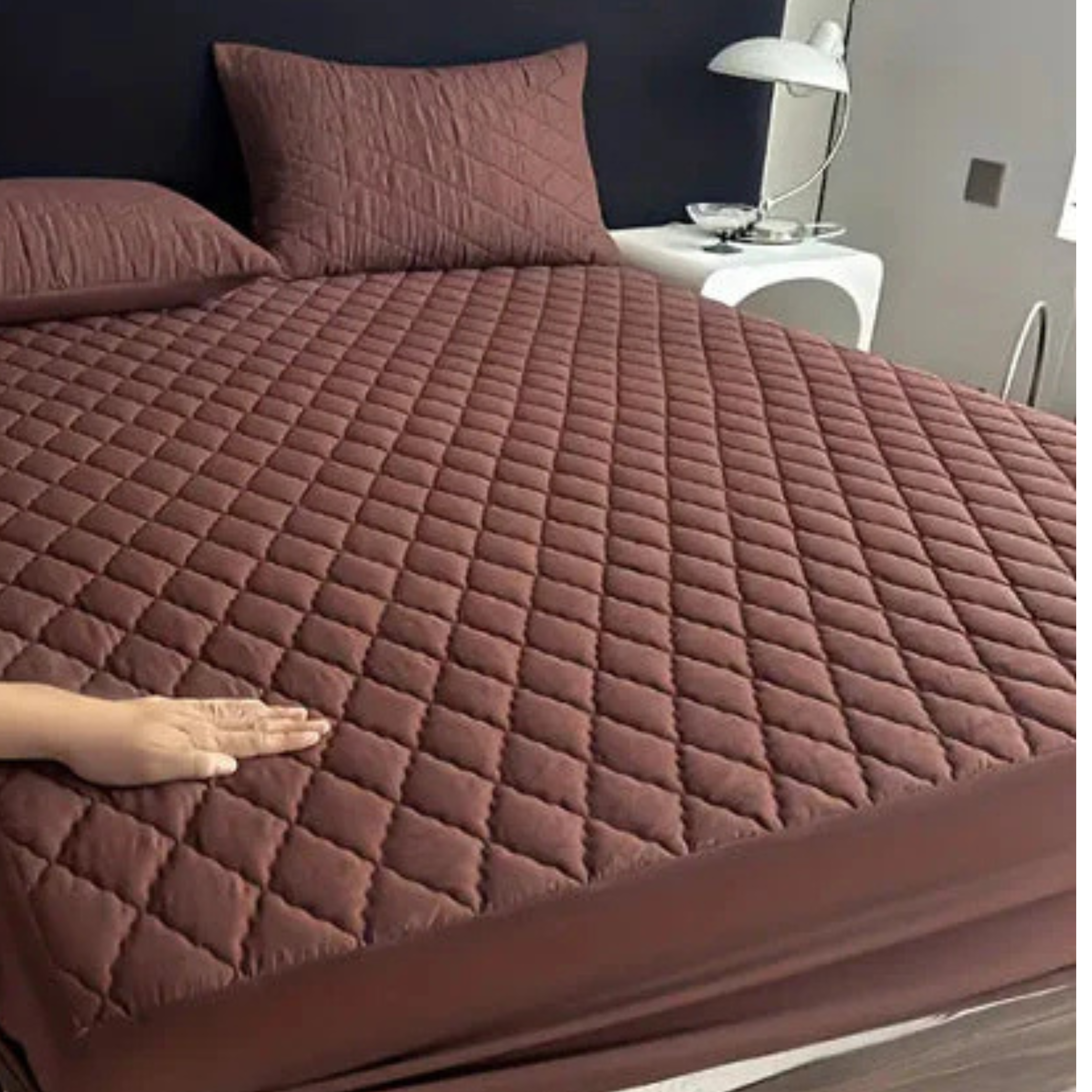 cotton Quilted waterproof mattress cover Brown