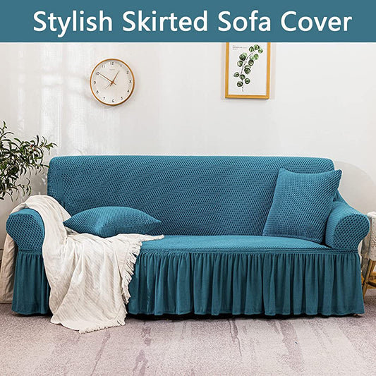 turkish style skirted sofa cover zinc